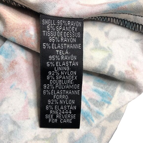 Nicole Miller Collection Dress Womens P Tropical Floral Animal Print Faux Wrap - Picture 5 of 16